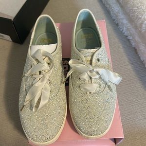 Keds for Kate Spade size 8 glitter cream shoes